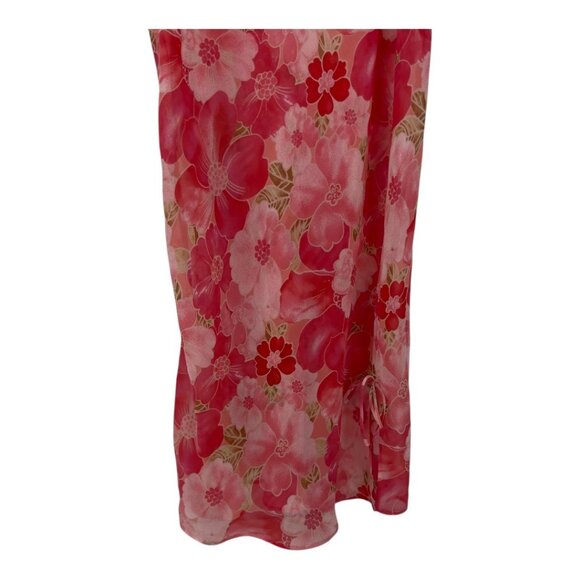 Murano Vintage Sleepwear Pink Floral Sheer Slip Dress Women SZ L 100% Polyester - Picture 7 of 12